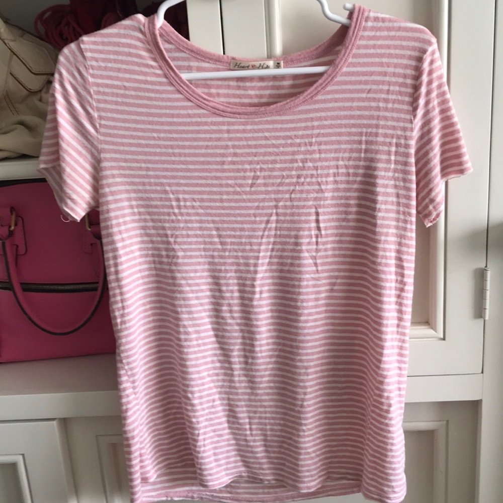 Pink and white striped t-shirt